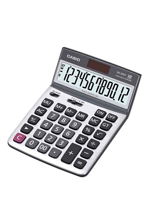 آلة حاسبة أساسية مكونة من 12 رقمًا باللون الفضي/الرمادي - 1