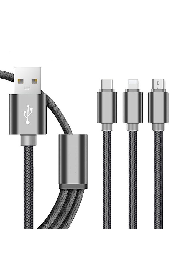 Data cable 3 in 1 iPhone 5/6 + Micro Usb + Type C