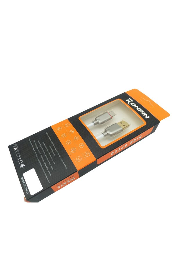L-RONPIN Data and Charging Cable, Type-C, Canvas Cable, White