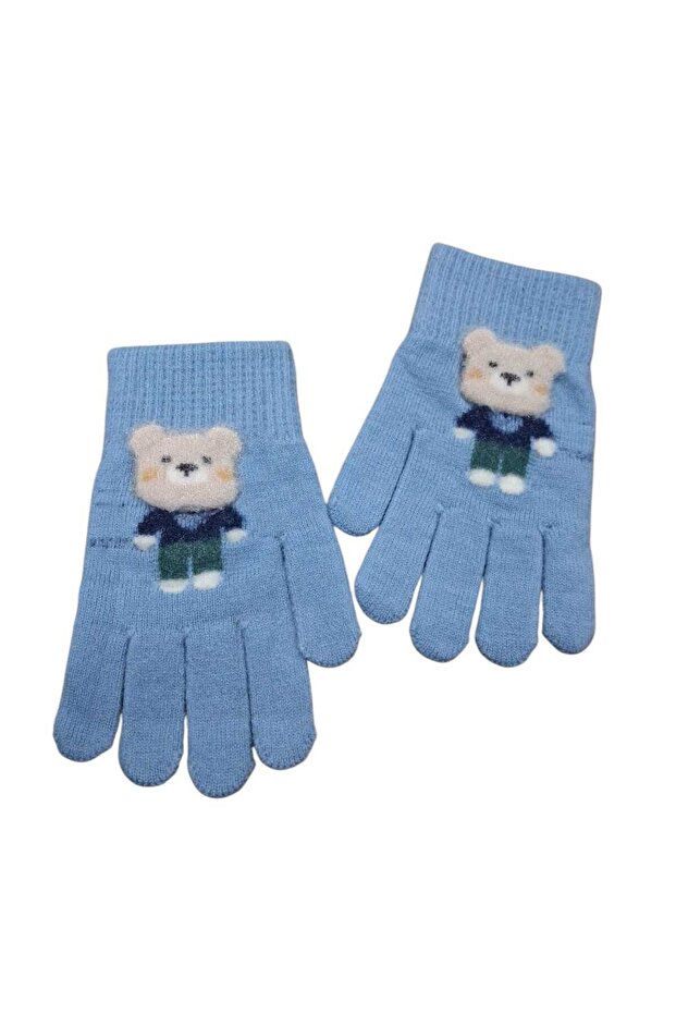 Erkek Çocuk Örme Ayıcık Figürlü Eldiven - 2