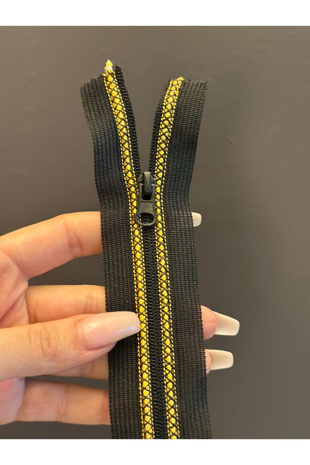 21X4 cm Colorful Patterned Zipper Yellow
