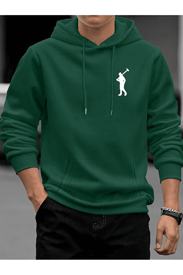 Men's Hammering Worker Silhouette B Printed Hoodie