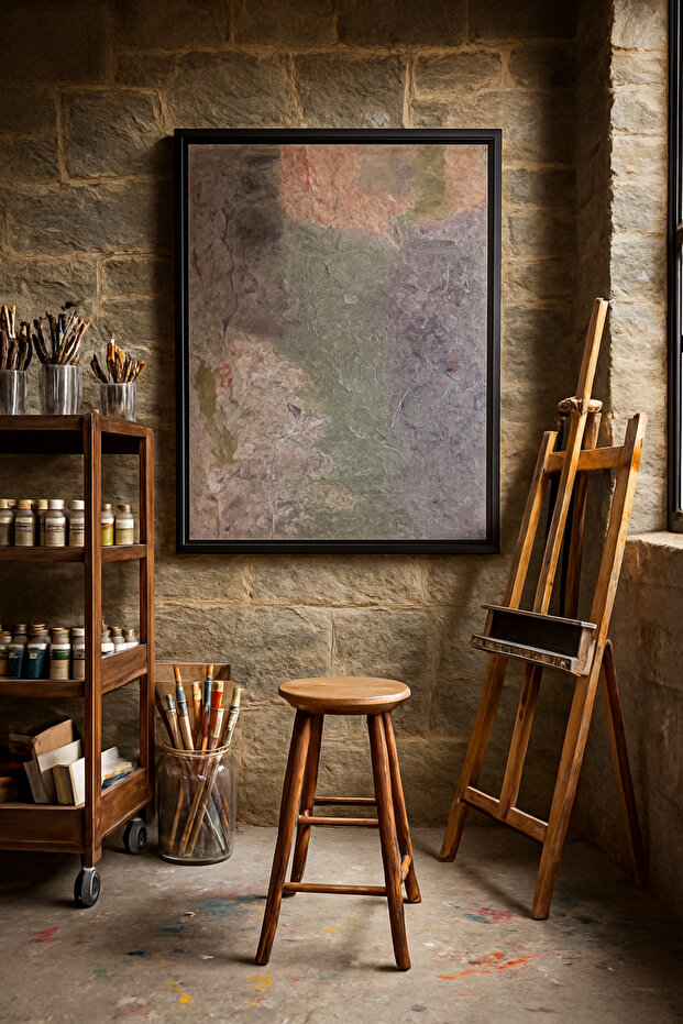 Precision Shadows | Abstract Canvas Art %100 El Yapımı Hediyelik Dekoratif Kanvas Tablo 100*100 - 4