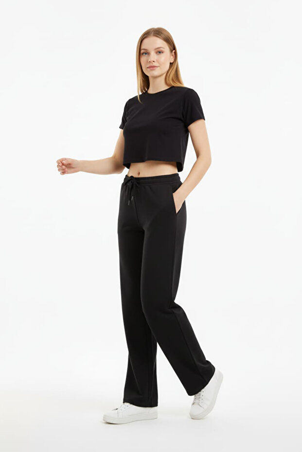 Modal Fabric Basic Pants with Elastic Waistband and Drawstring - 2