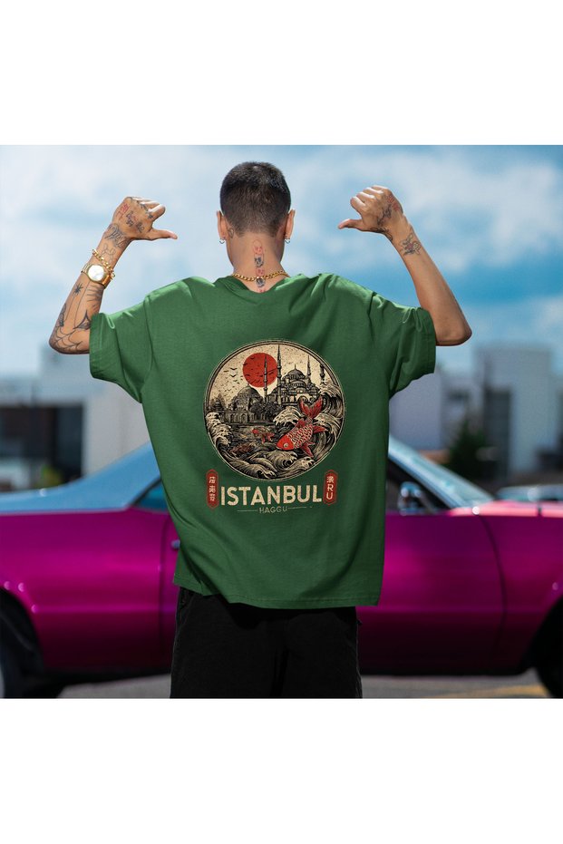 Istanbul Silhouette B Printed O Oversized Unisex T-Shirt / 95% Cotton Premium Quality / 330Gr Thick Combed Cotton