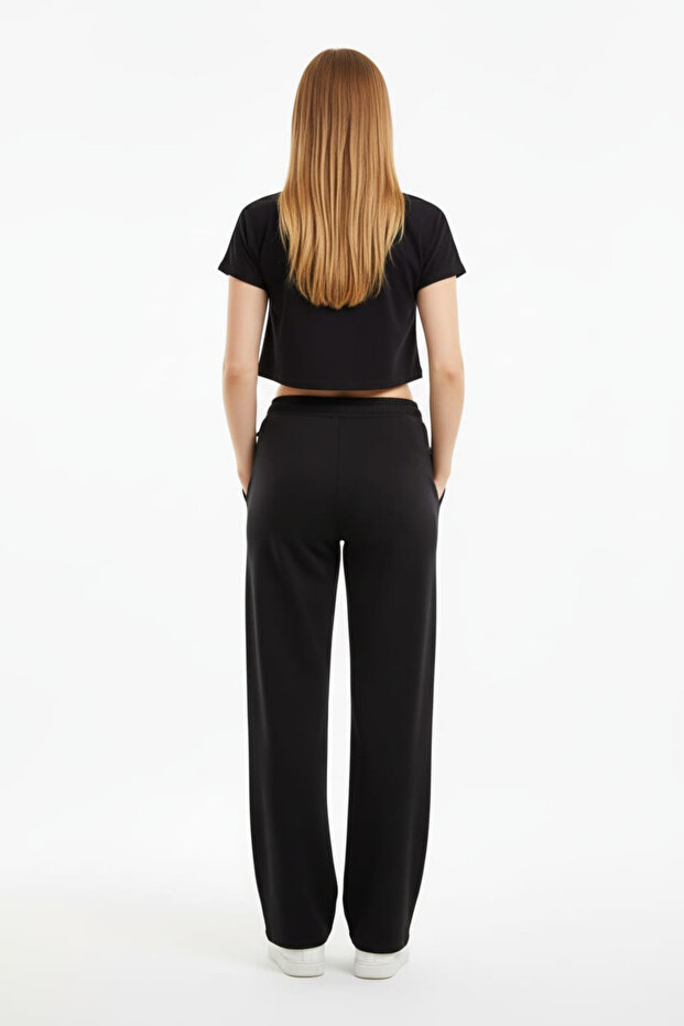 Modal Fabric Basic Pants with Elastic Waistband and Drawstring - 3