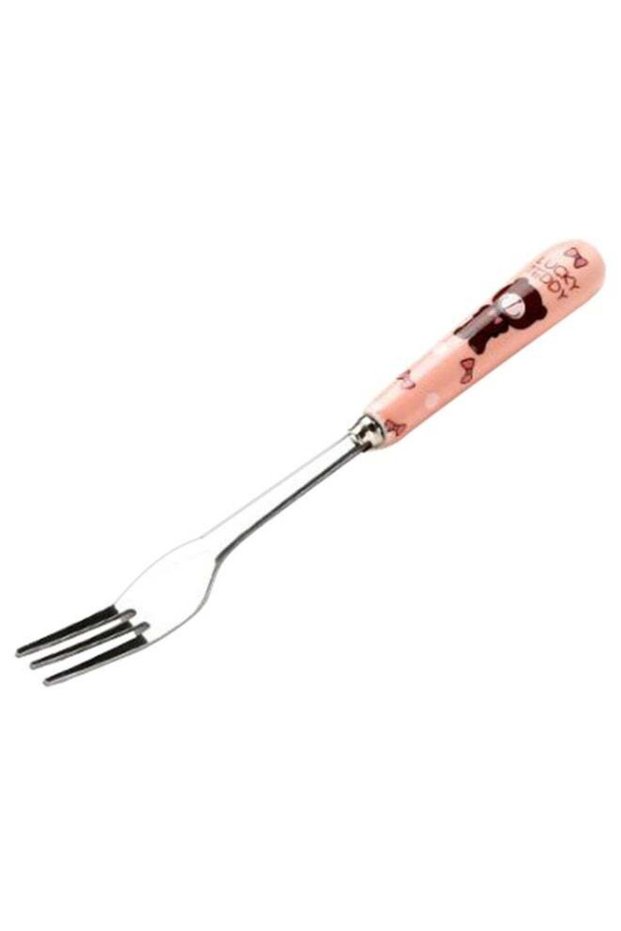 Portable Cartoon Fruit Fork Silver/Pink