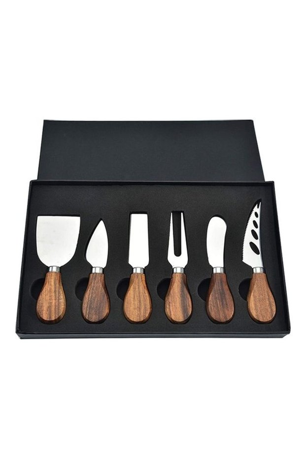 6-Piece Cheese Knife Set Brown/Silver