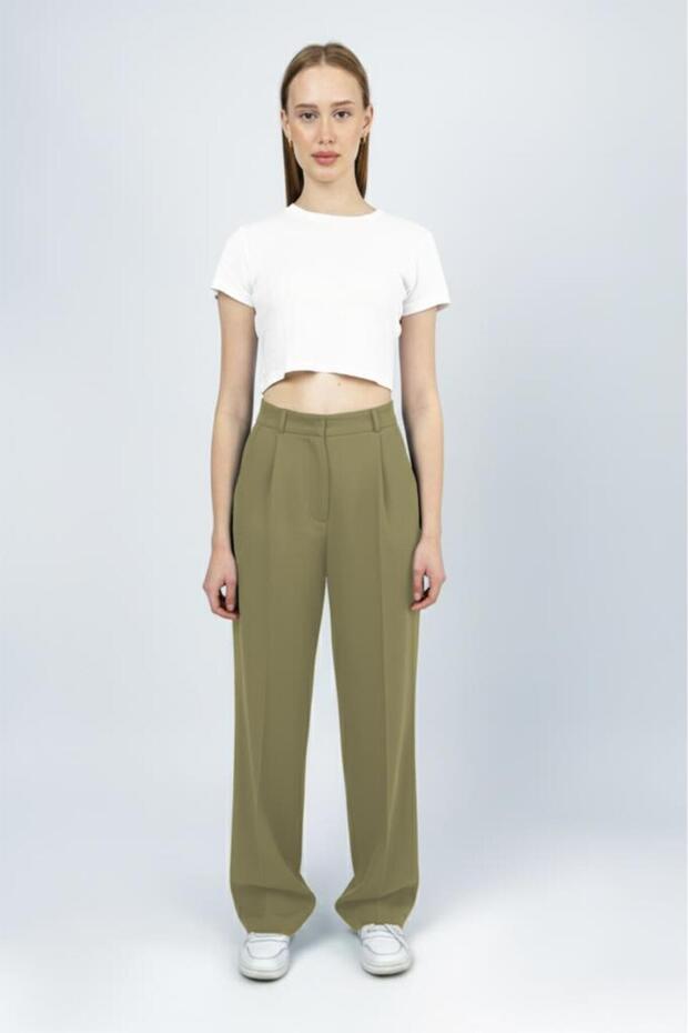 Women's High Waist Palazzo Pants Khaki
