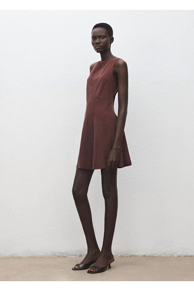 Lyocell dikiş detaylı elbise - 2