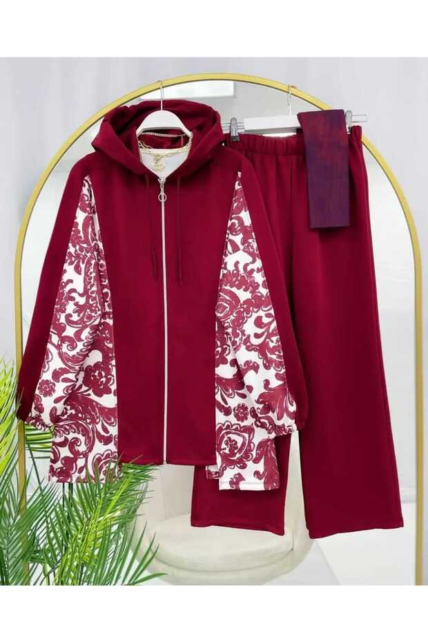 Hooded Patterned Scuba Double Set - 1