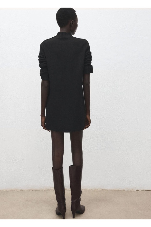 Düğmeli triko elbise - 4