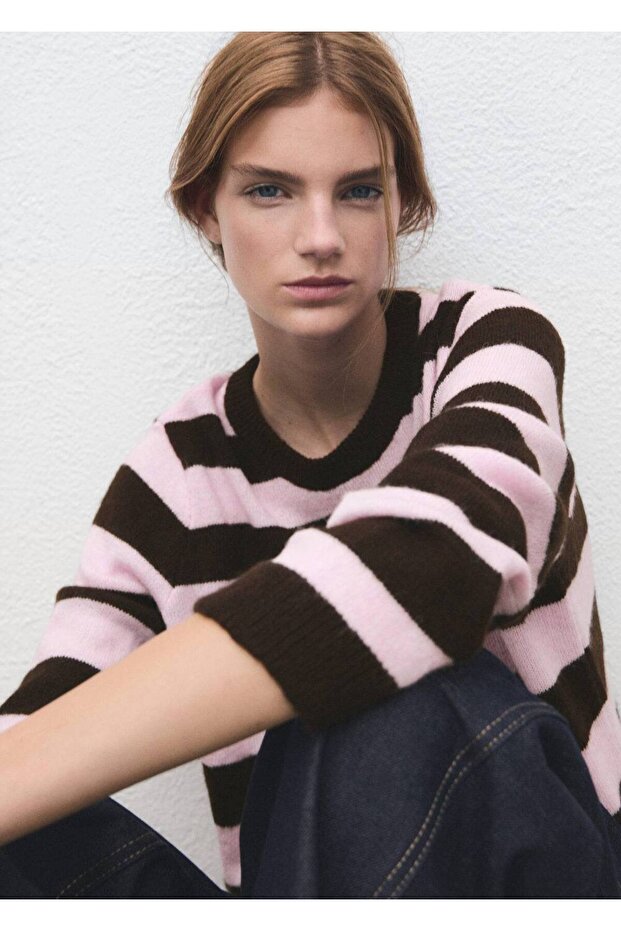 Çizgili triko kazak - 6