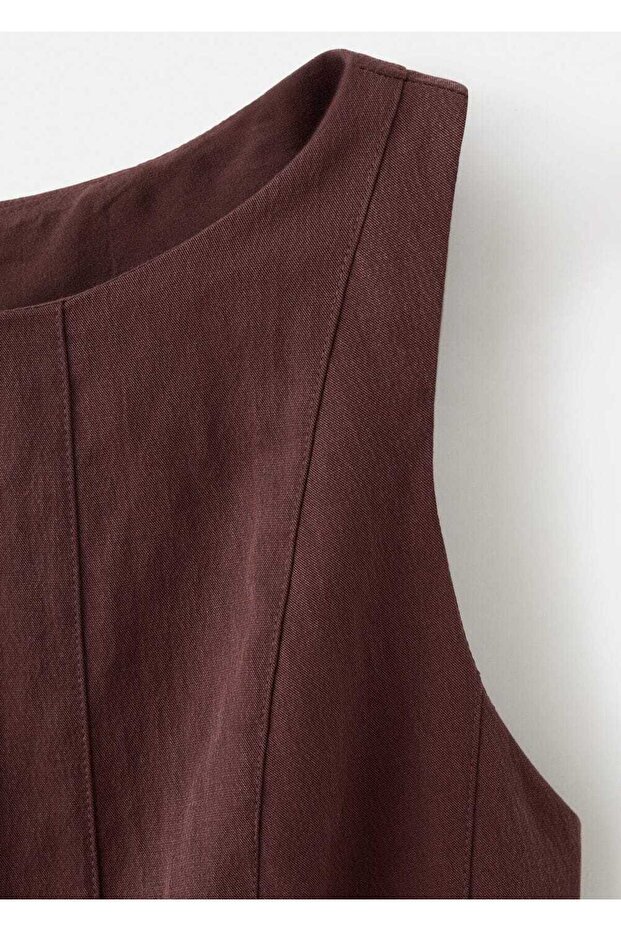 Lyocell dikiş detaylı elbise - 6