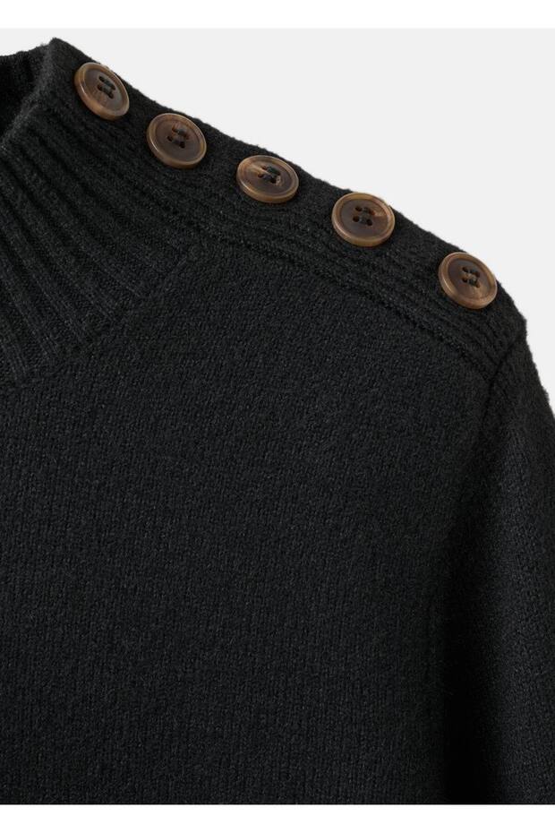 Düğmeli triko elbise - 5