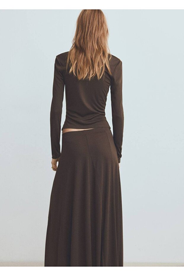 Drape yaka slim fit tişört - 4