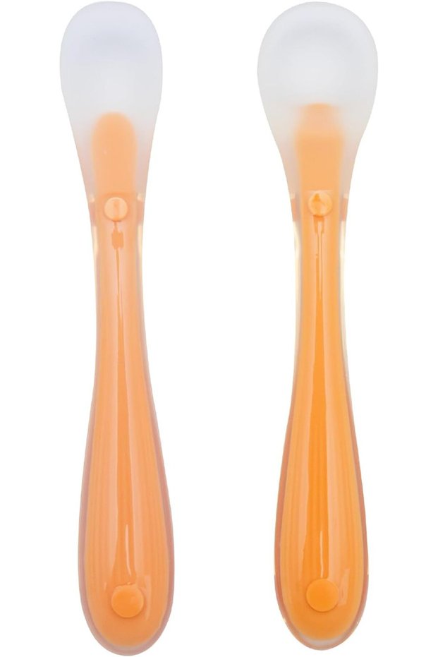 Baby Silicone Feeding Spoon Set – Pack of 2 (Orange)