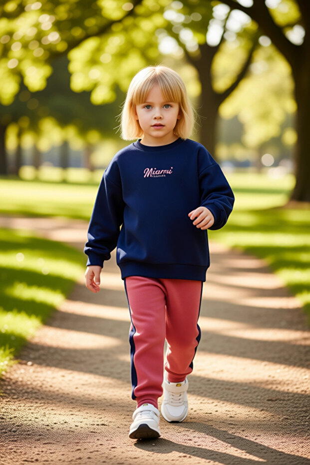Girl's Cotton Oversized Sweatshirt and Stretchy Leggings Set Quality Stylish Comfortable