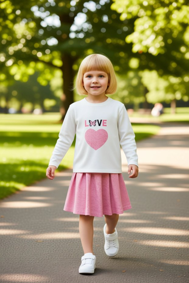 Girl's Knitted Crew Neck Long Sleeve Top and Pleated Skirt Set, High Quality, Stylish, Comfortable