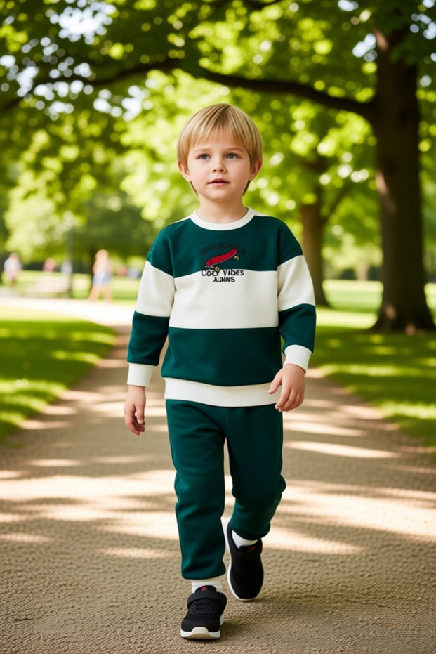 Boys' Cotton Embroidered Regular Fit Knitted Suit Quality Stylish Comfortable Casual Daily Wear