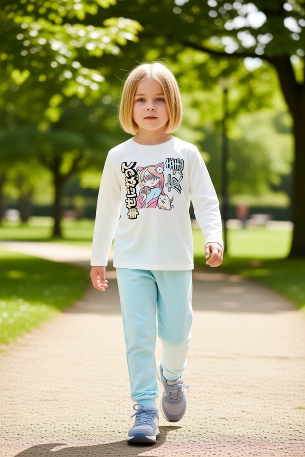 Girls' Anime-Themed Long-Sleeved Pajama Set High-Quality Stylish Comfortable Casual
