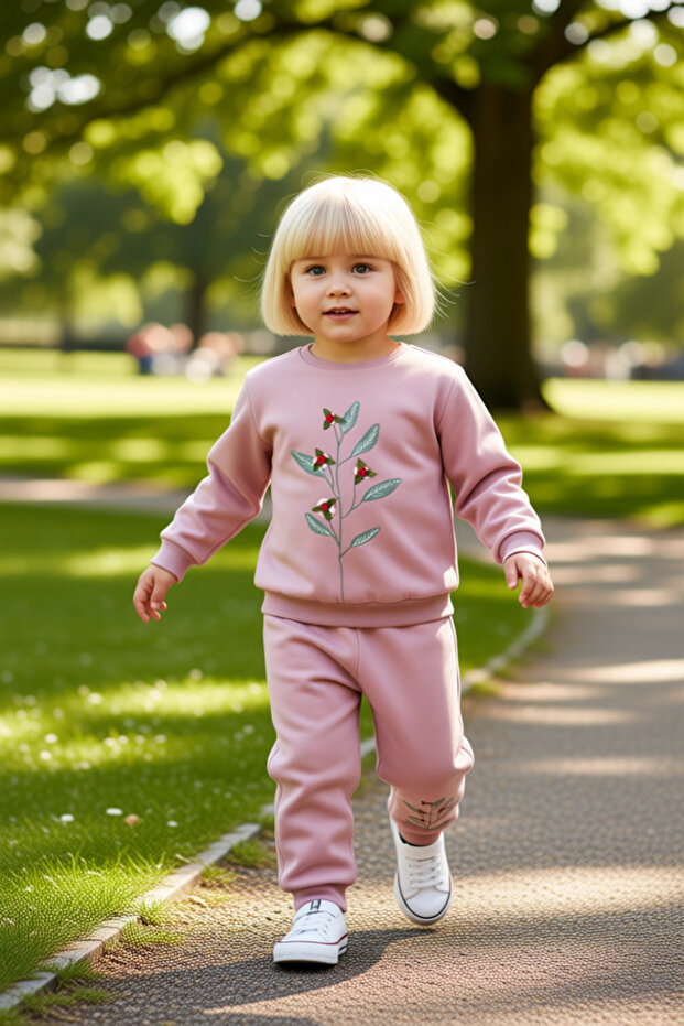 Girls' Cotton Knitted Sweatshirt and Sweatpants Set Spring Breeze Quality Stylish Comfortable