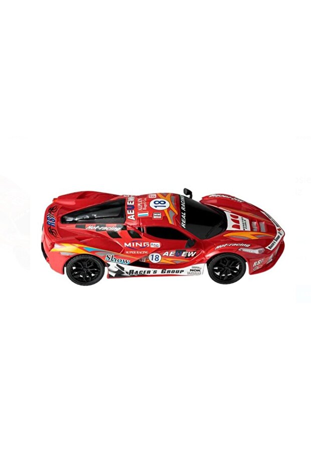 Red racing car with remote control and lights – RC 1:16, children's toy 27MHz - 2