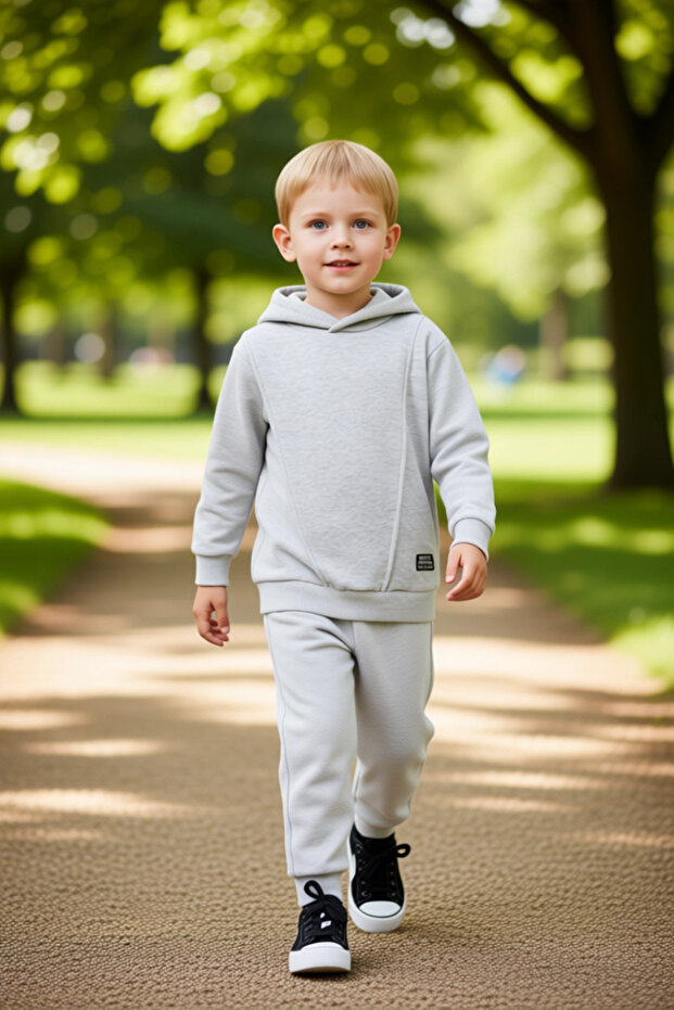 Boys' Hooded Sweatshirt and Sweatpants Two-Piece Set Comfortable Casual Wear Good Quality