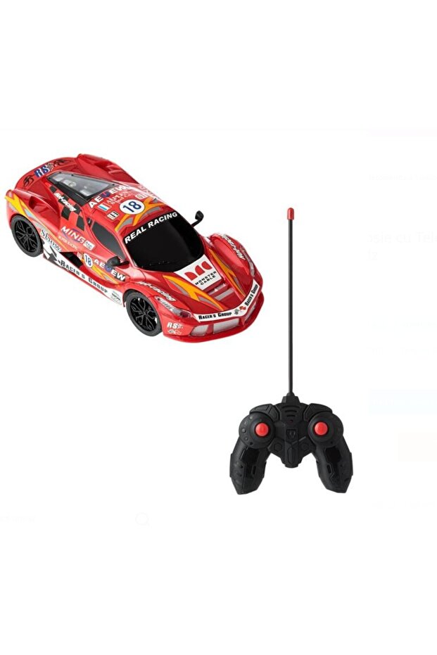 Red racing car with remote control and lights – RC 1:16, children's toy 27MHz - 1