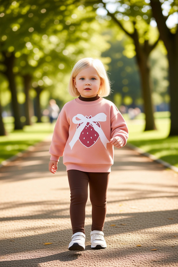 Girls' Cotton Printed Oversized Crew Neck Top and Leggings Set Quality Stylish Comfortable