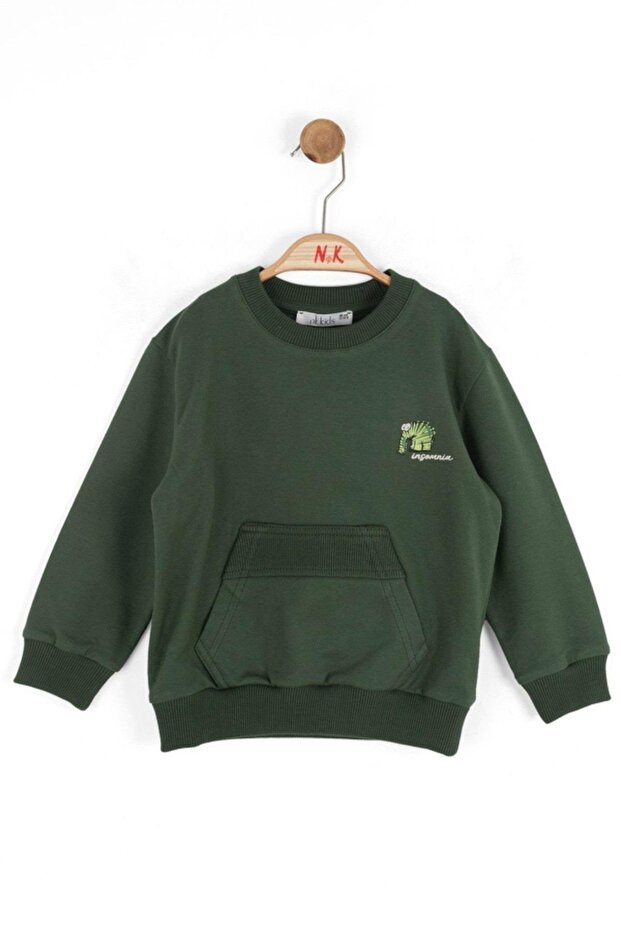 Boy 1-4 Years Old Back Printed Sweatshirt Green