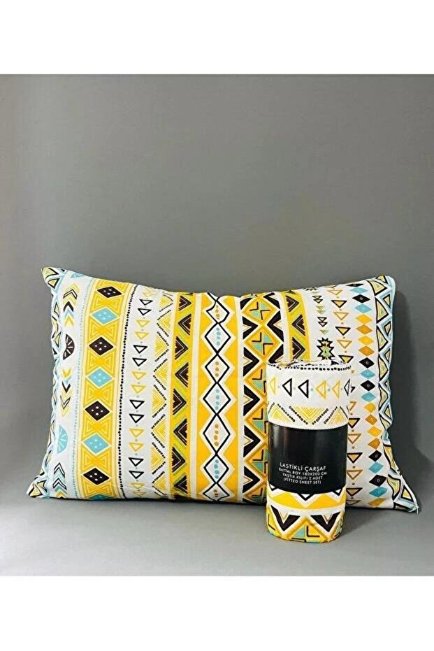 طقم ملاءات سرير مطاطية بنمط هندسي فردي (طقم) - 4