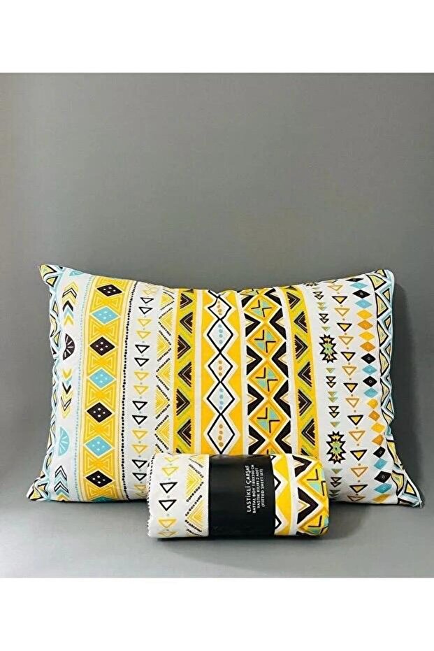 طقم ملاءات سرير مطاطية بنمط هندسي فردي (طقم) - 2