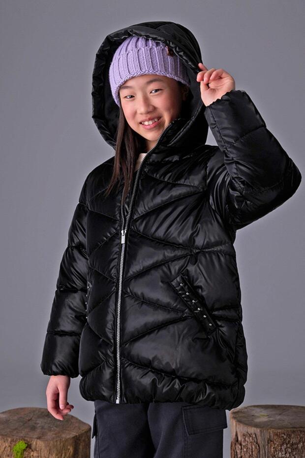 Girl's 8-18 Years Padded Long Coat Black