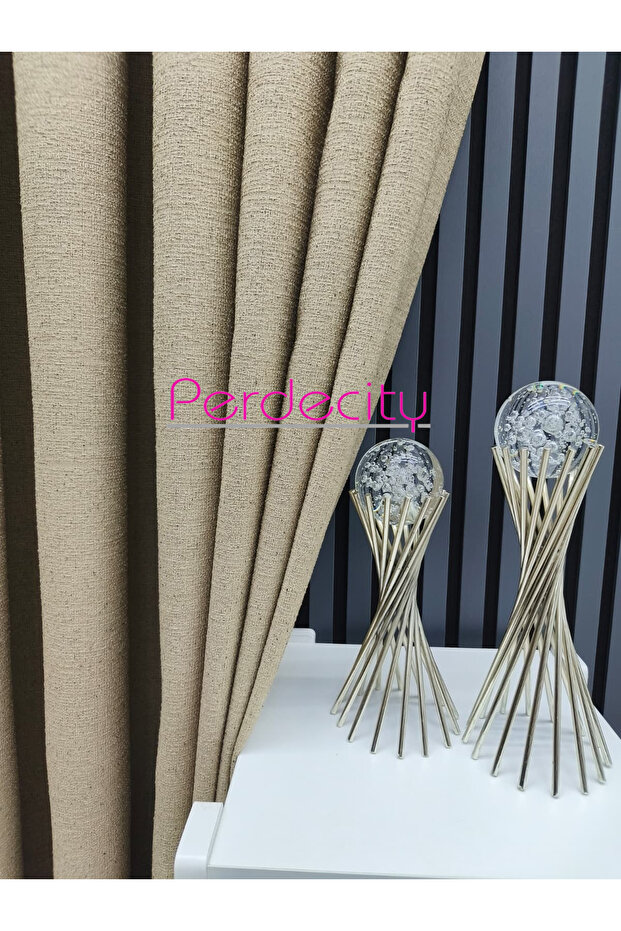 Bohemian Style Linen Look Gizia Light Mink Background Curtain Straight Sewing (No Pleats) Single Panel 32