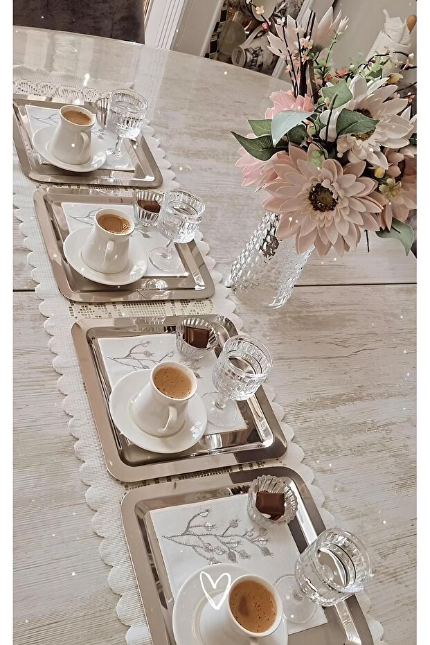6-Piece Non-Spillable Steel Serving Presentation Tray (24*24 cm)
