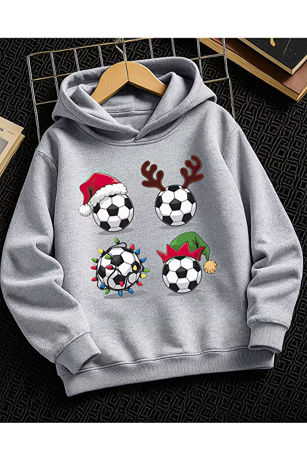 Hooded Sweatshirt Unisex 3 Thread Cotton Football Christmas