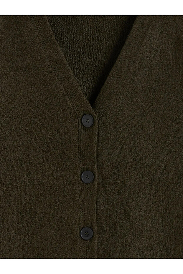 Lcw vision khaki v-neck women's knit cardigan