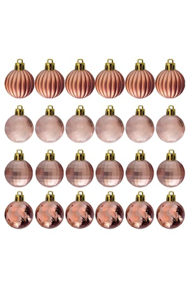 4cm Luxury Tree Ornaments Assortment 4 Models 24 Pieces -Bronze Red Silver- Christmas Tree Ornament Balls