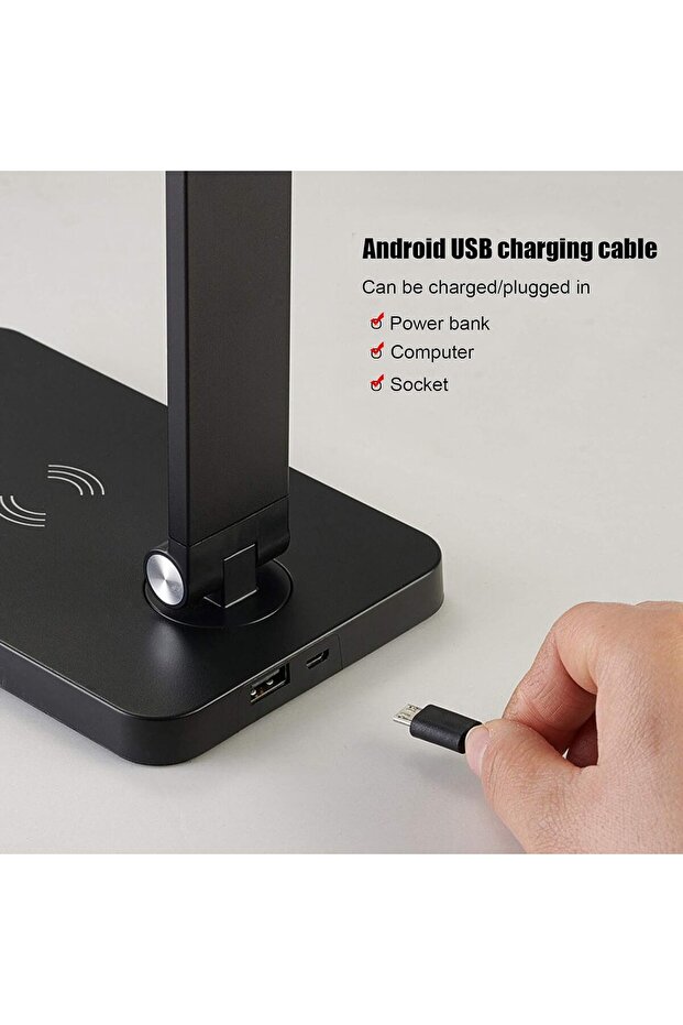 SKY-TOUCH Foldable LED Desk Lamp - Touch 3-Level Brightness, 5 Color Temperatures, Wireless Phone Ch - 5