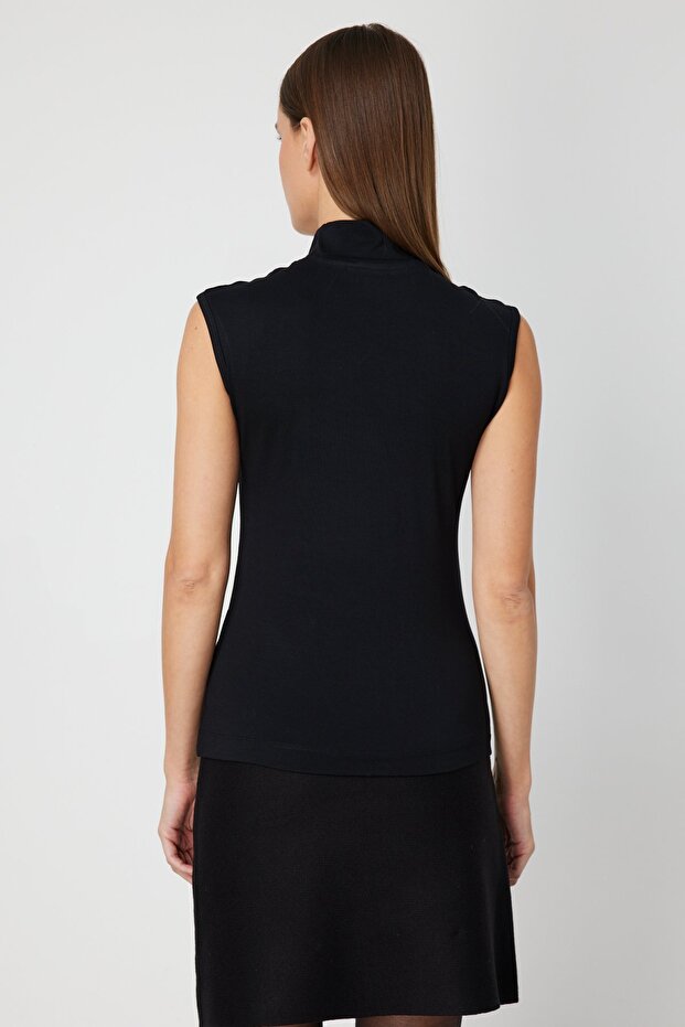 Dik Yaka Kolsuz Basic Bluz - 5