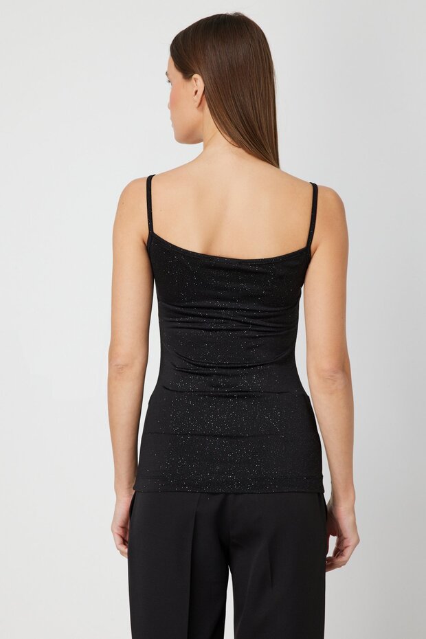 Simli Kumaş Askılı Bluz - 4