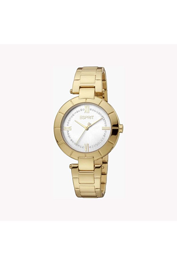 Women's Gold Stainless Steel Watch, Silver Dial | Es1l048m0015