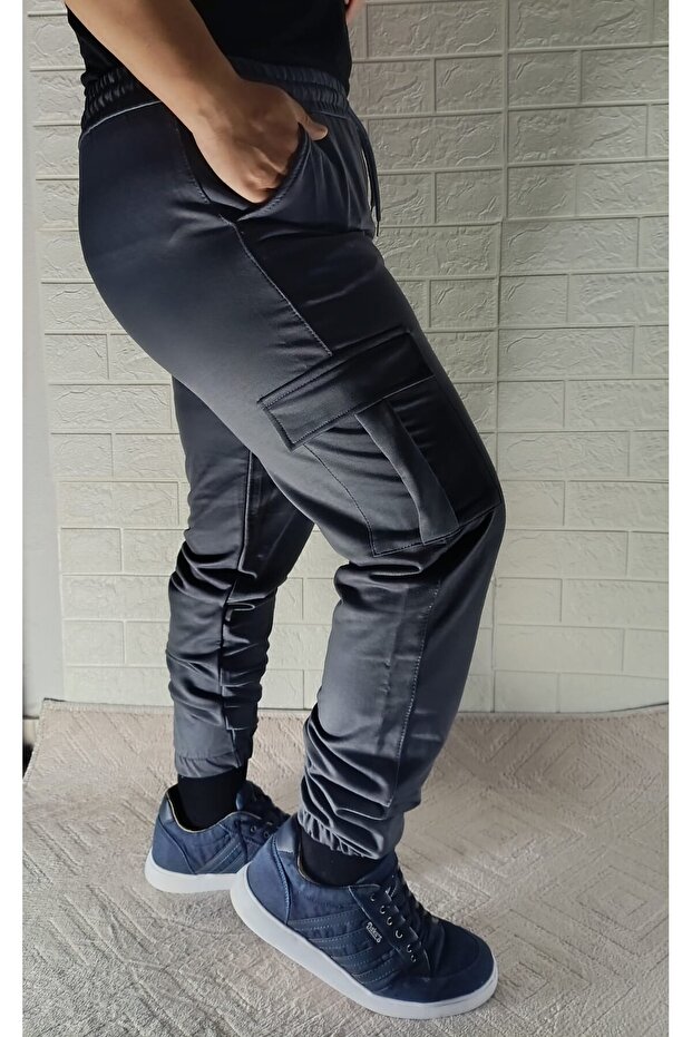 Unisex Fümemelaj Openet Fabric Double Cargo Pocket Elastic Leg Sweatpants