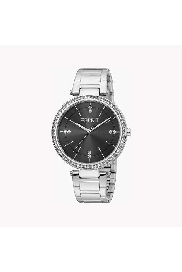 Women's Silver Stainless Steel Watch, Black Dial | Es1l100m0025
