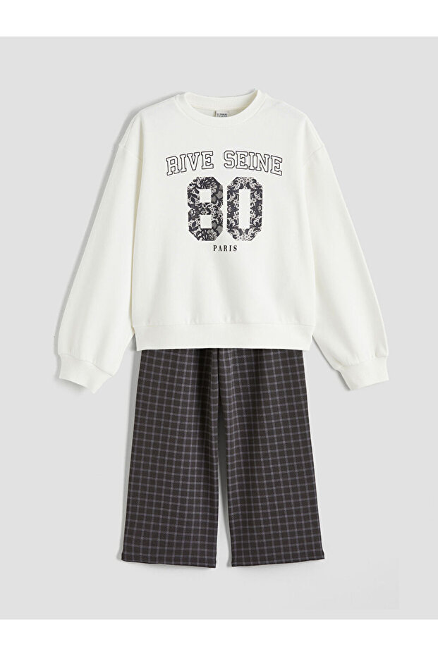 Crew Neck Girls Sweatshirt and Pants