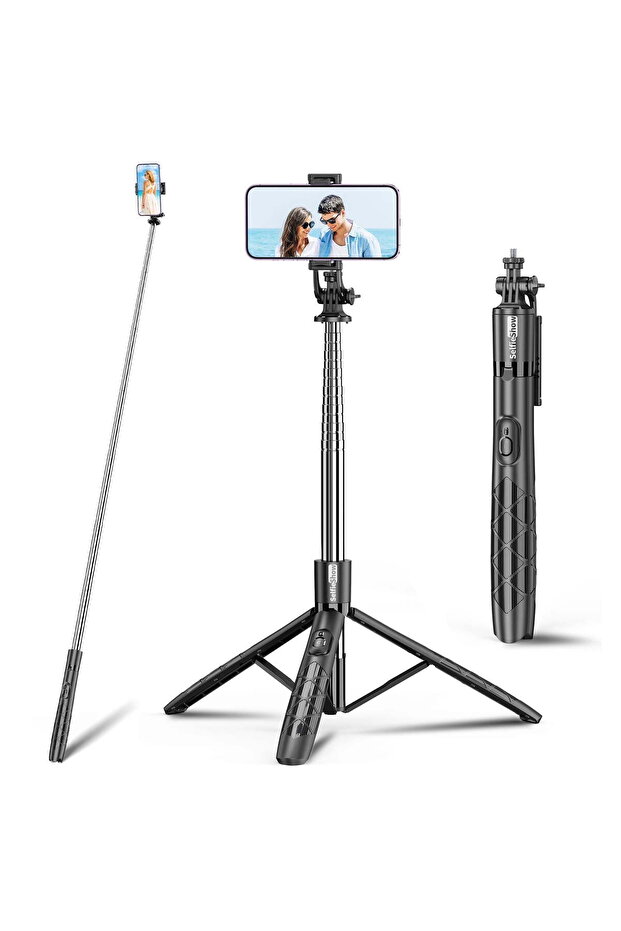 71" Phone Tripod & Selfie Stick, All-in-One Extendable Cell Phone Tripod with Wireless Remote