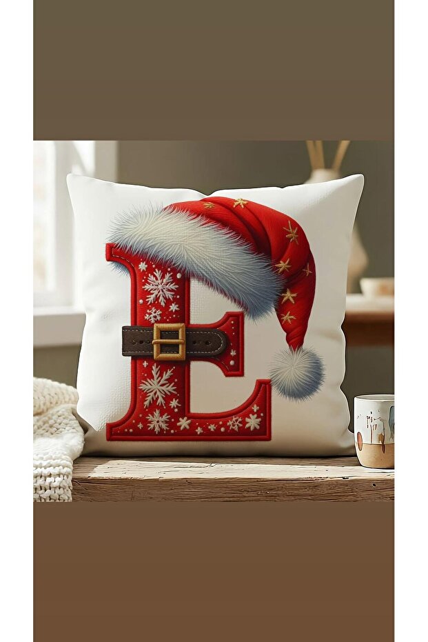 New Year Red Beret Belted Letter Throw Pillow Cover