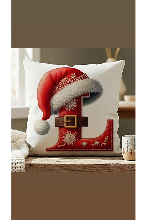 New Year Red Beret Belted Letter Throw Pillow Cover
