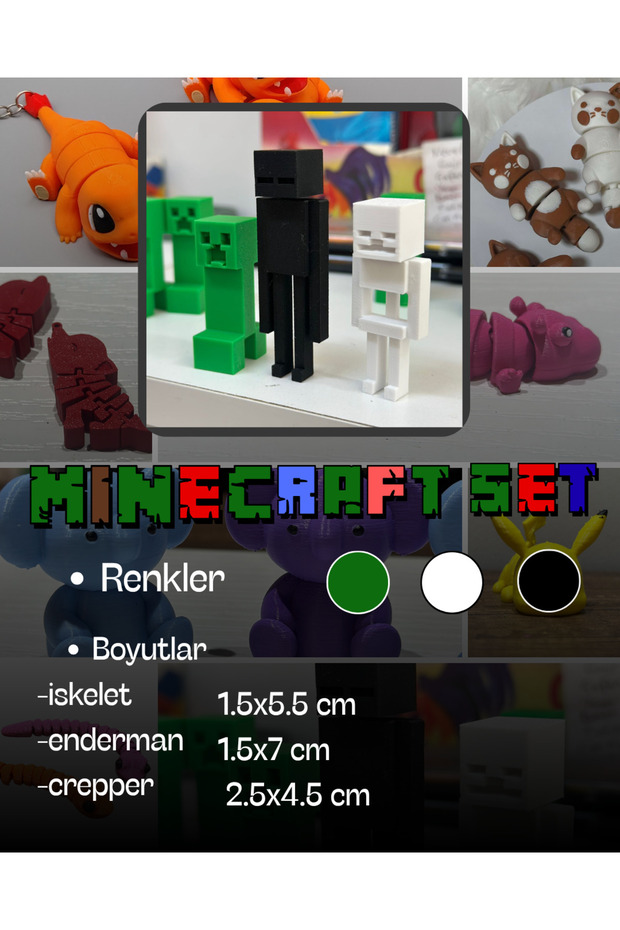 MİNECRAFT SET (CREPEER+İSKELET+ENDERMAN) - 1